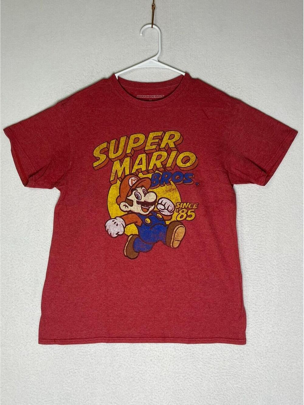 Mario Kart Heather Red Official Nintendo Graphic T-Shirt Men's Size Medium